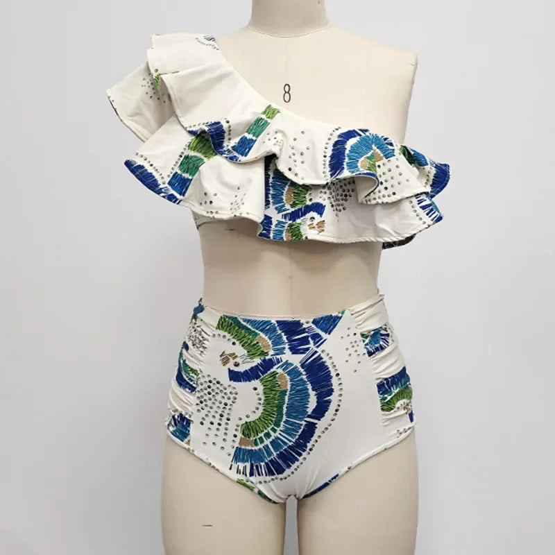 One-Shoulder Embroidered Swimsuit