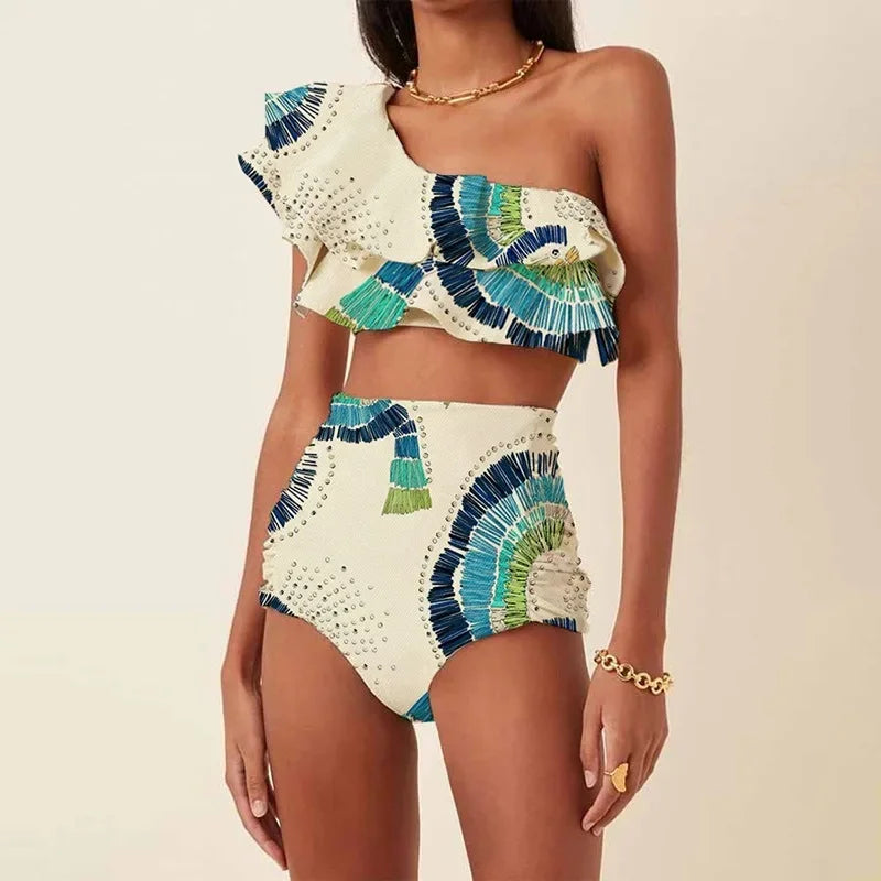One-Shoulder Embroidered Swimsuit
