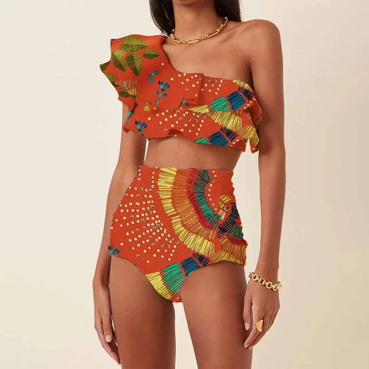 One-Shoulder Embroidered Swimsuit